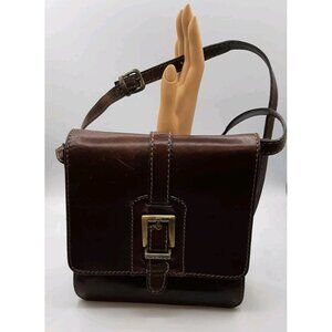 Vintage Italian The Trend Messenger Crossbody Leather Unisex Bag Magnetic Clasps